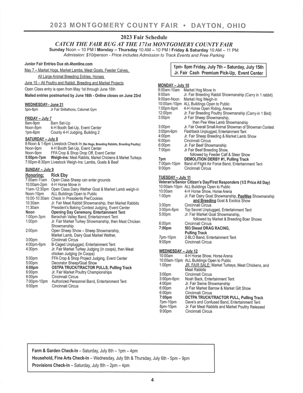 2023 Fair Schedule | Montgomery County Fairgrounds